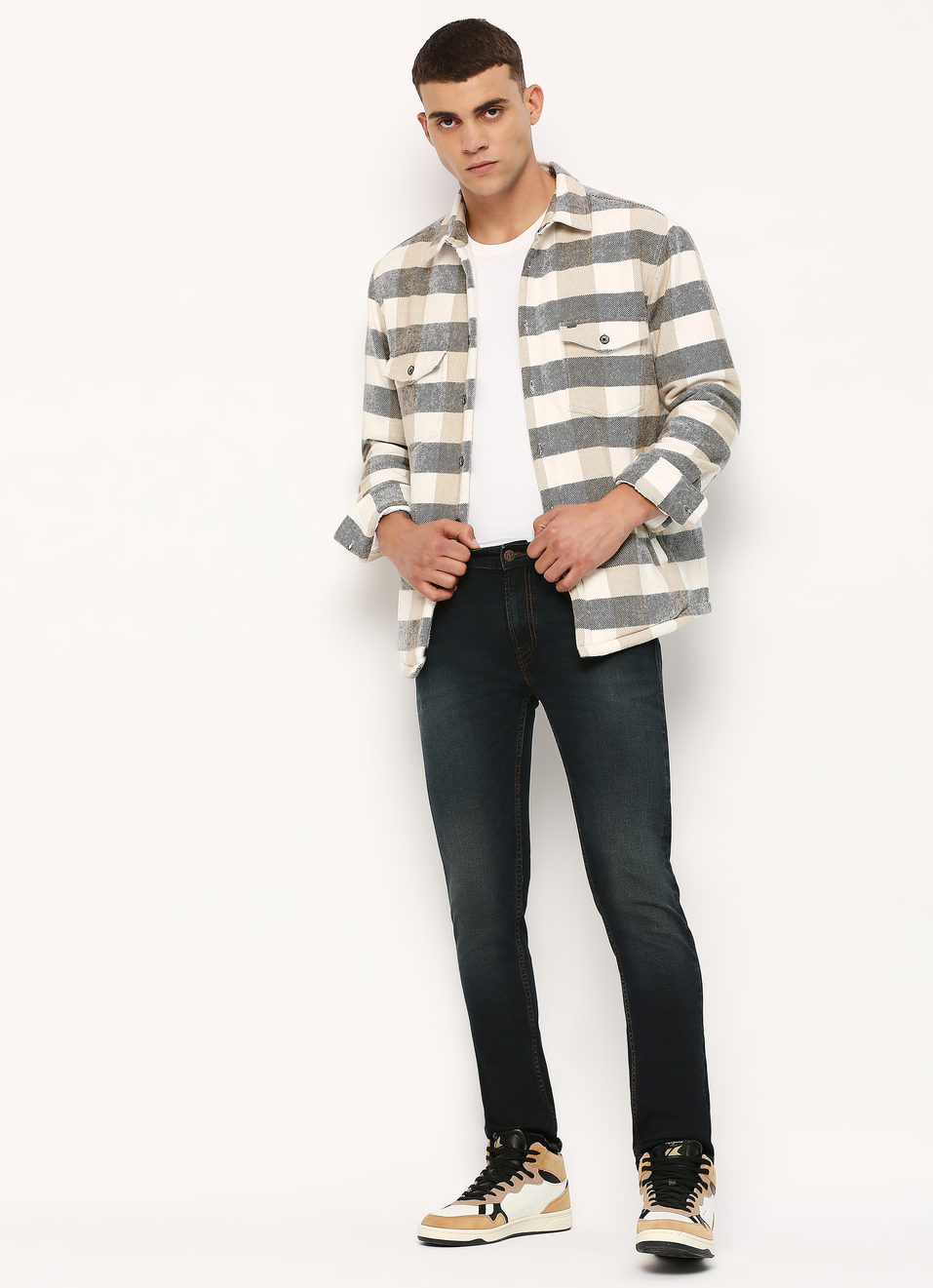 Ecru Checks Long Sleeve Shirt, , large image number 5