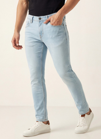 Men Blue Mid Rise Skinny Fit Gymindigo Jeans