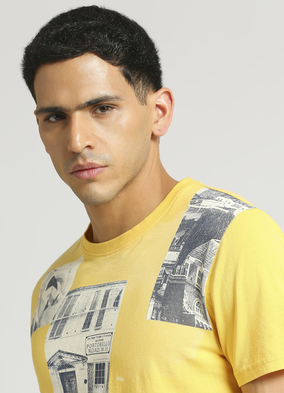 Yellow Photographic Print Short Sleeve T-shirt, , large image number 4