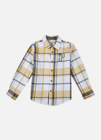 Boys Yellow Herringbone Check Full Sleeve Shirt