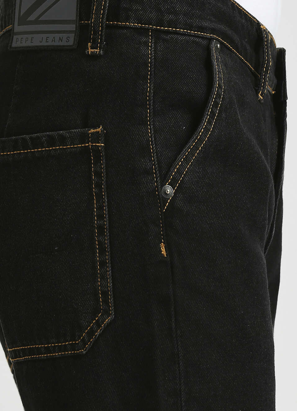 Cargo Straight Mid Rise Black Jeans, , large image number 4