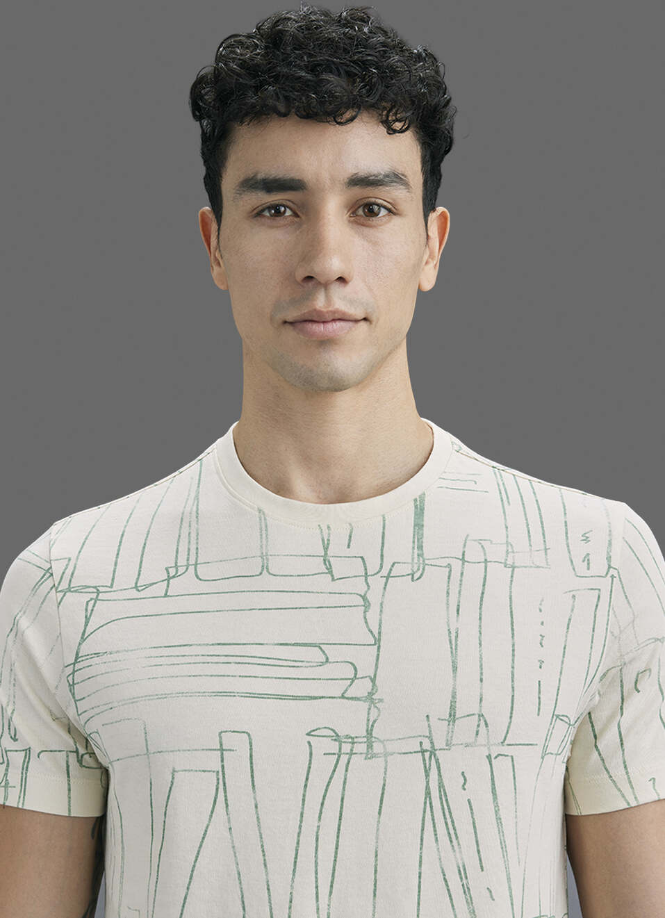 Men Ivory Printed Slim Fit Short Sleeve T-shirt, , large image number 4