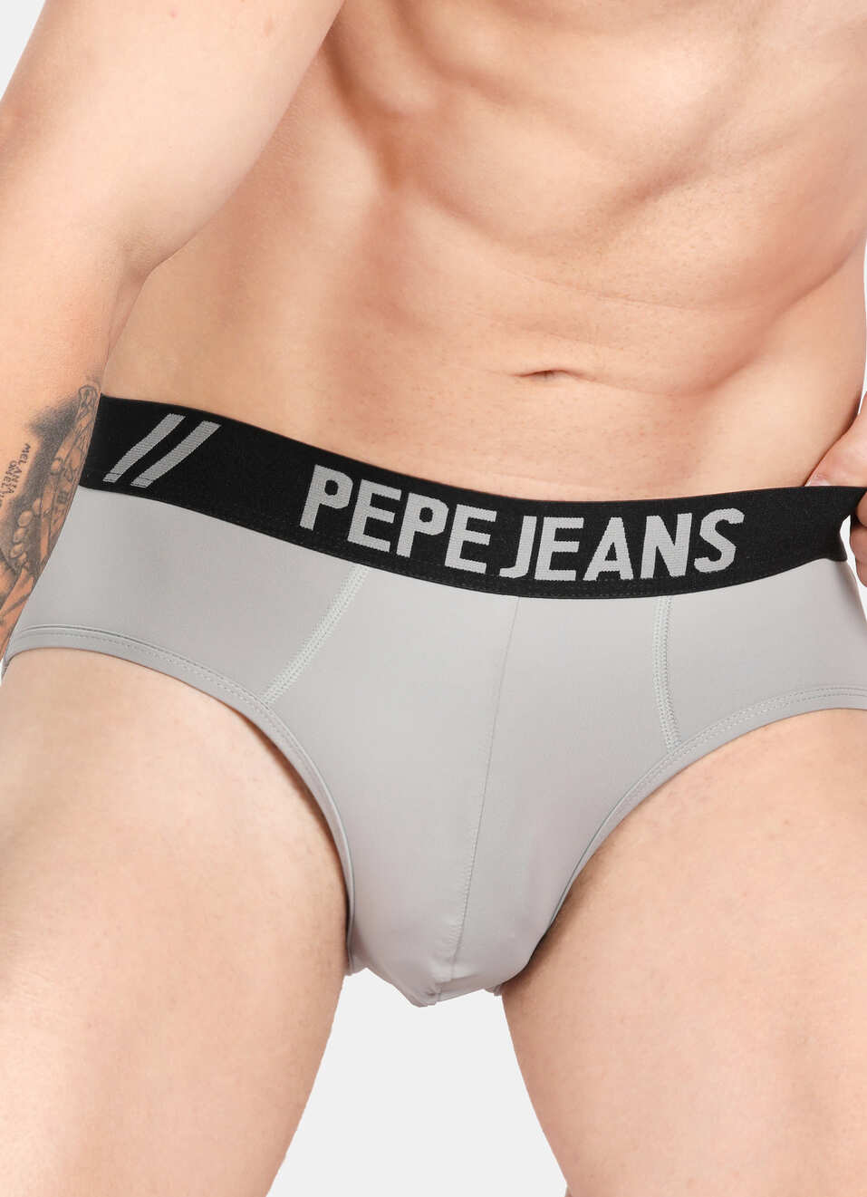 Light Grey Solid Briefs, , large image number 7