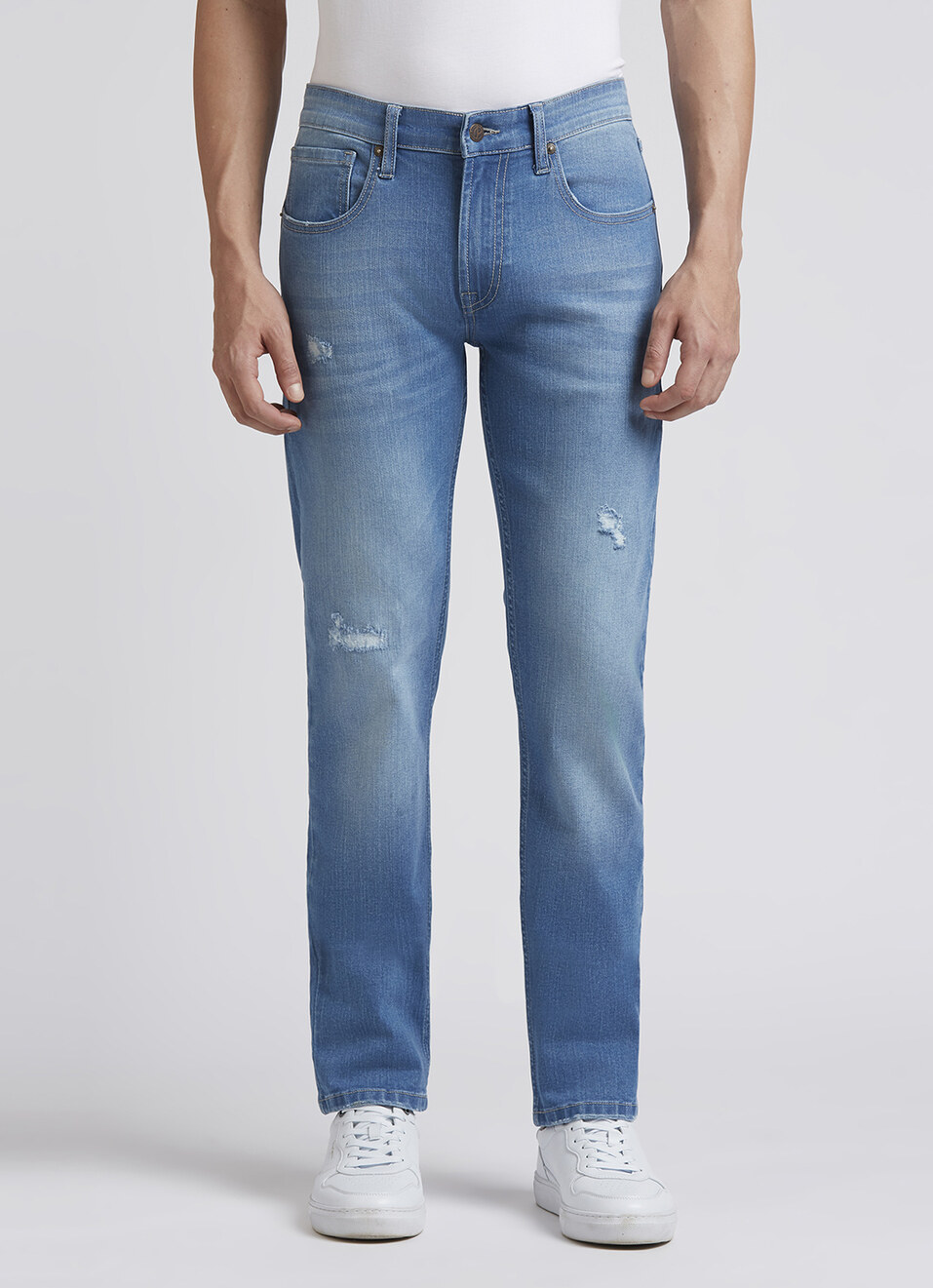 Vapour Blue Mid Rise Slim Jeans, , large image number 2