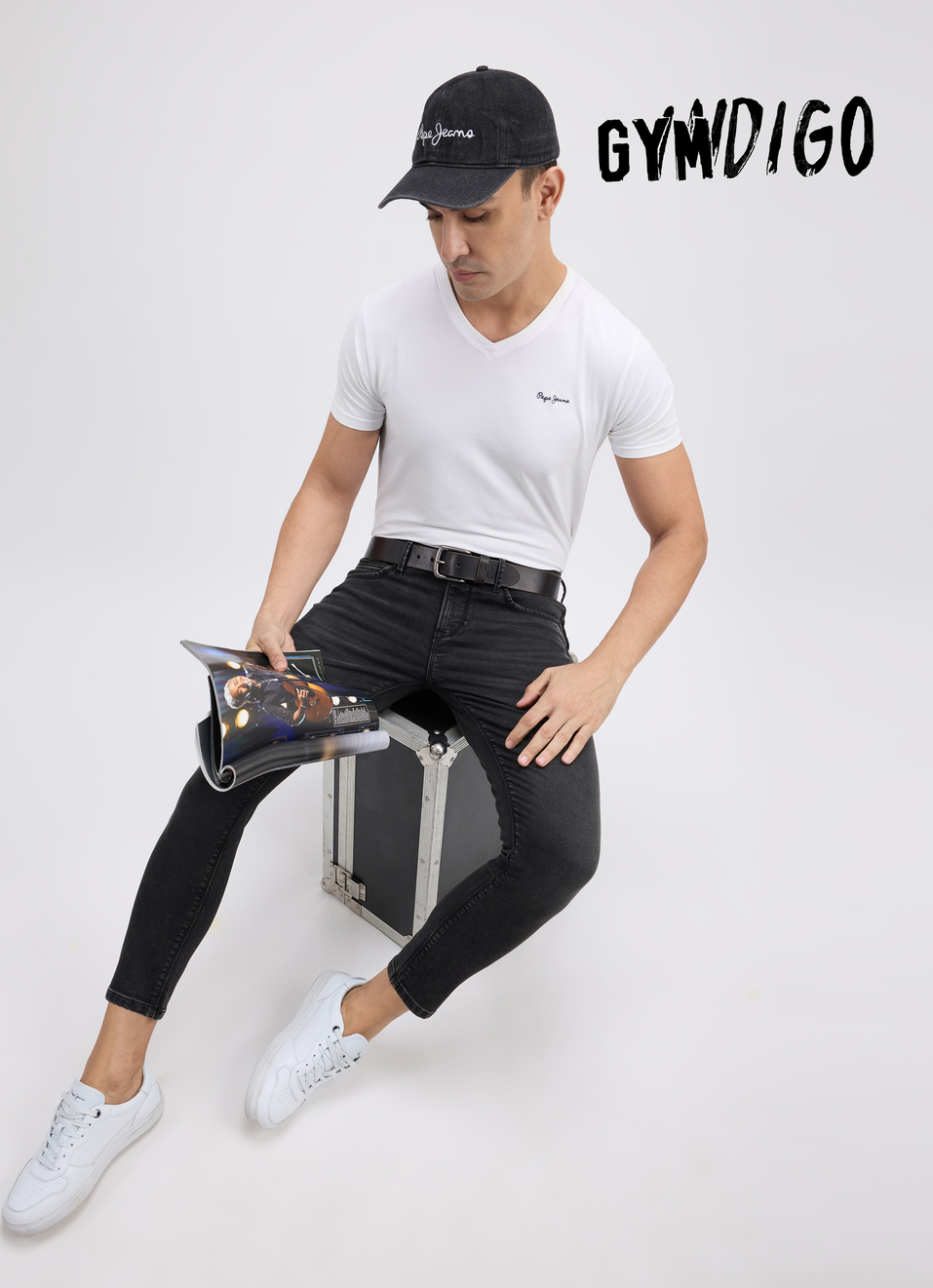 Men Black Mid Rise Skinny Ankle Length Gymindigo Jogger Like Jeans, , large image number 0