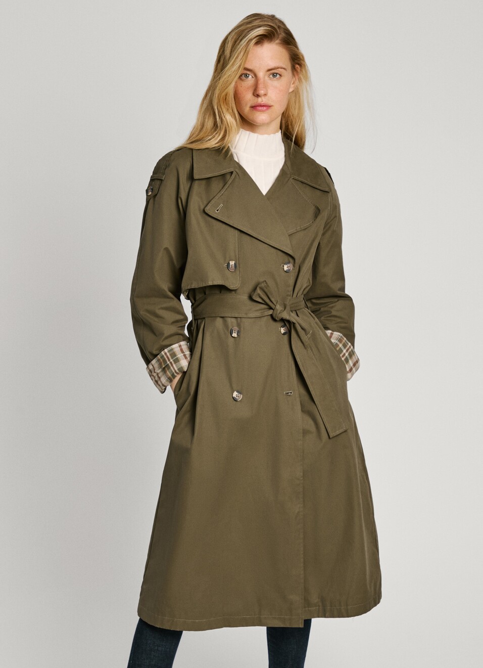 Long Double-breasted Trench Coat, , large image number 0