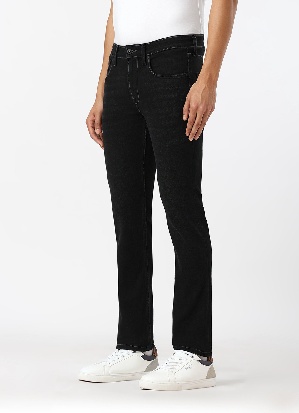 Men Black Low Rise Slim Fit Tapered Stretchable Jeans, , large image number 5