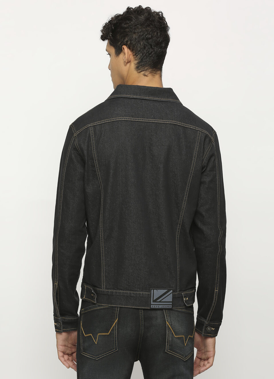 Black Front Pocket Trucker Fit Denim Jacket, , large image number 2