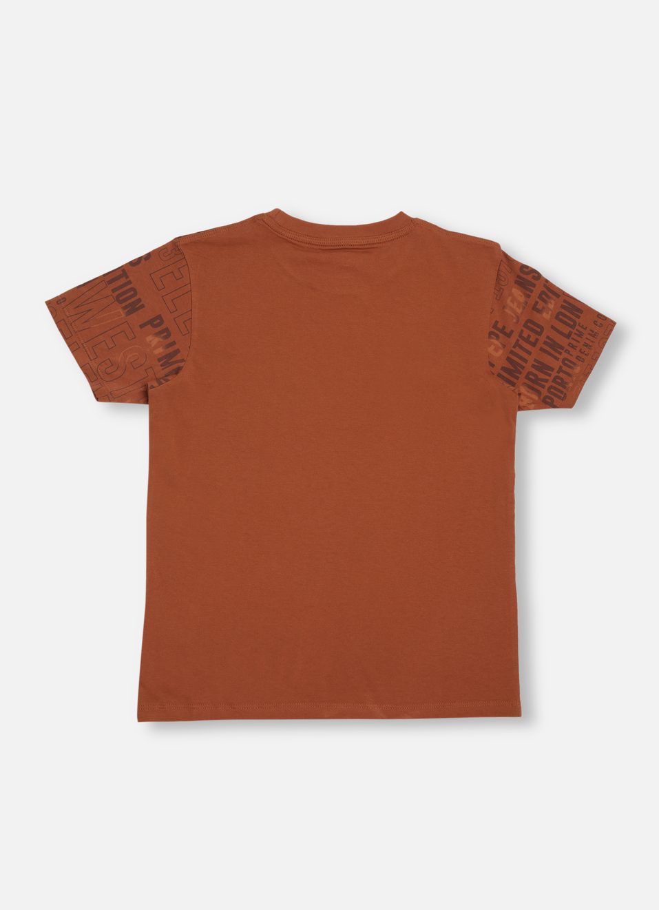 Boys Orange Typographic Print Short Sleeve T-shirt, , large image number 1