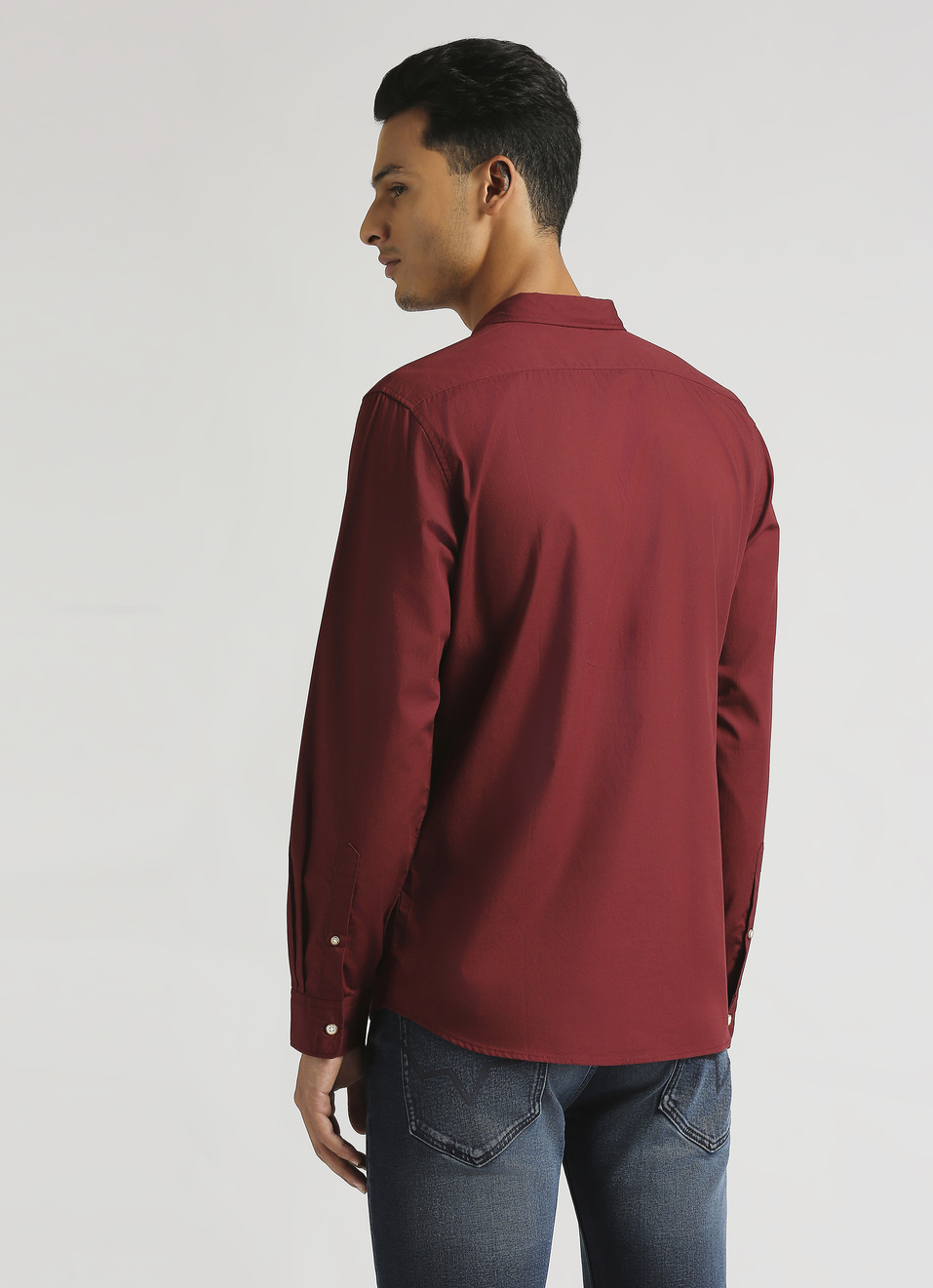 Maroon Solid Single Pocket Long Sleeve Shirt, , large image number 1
