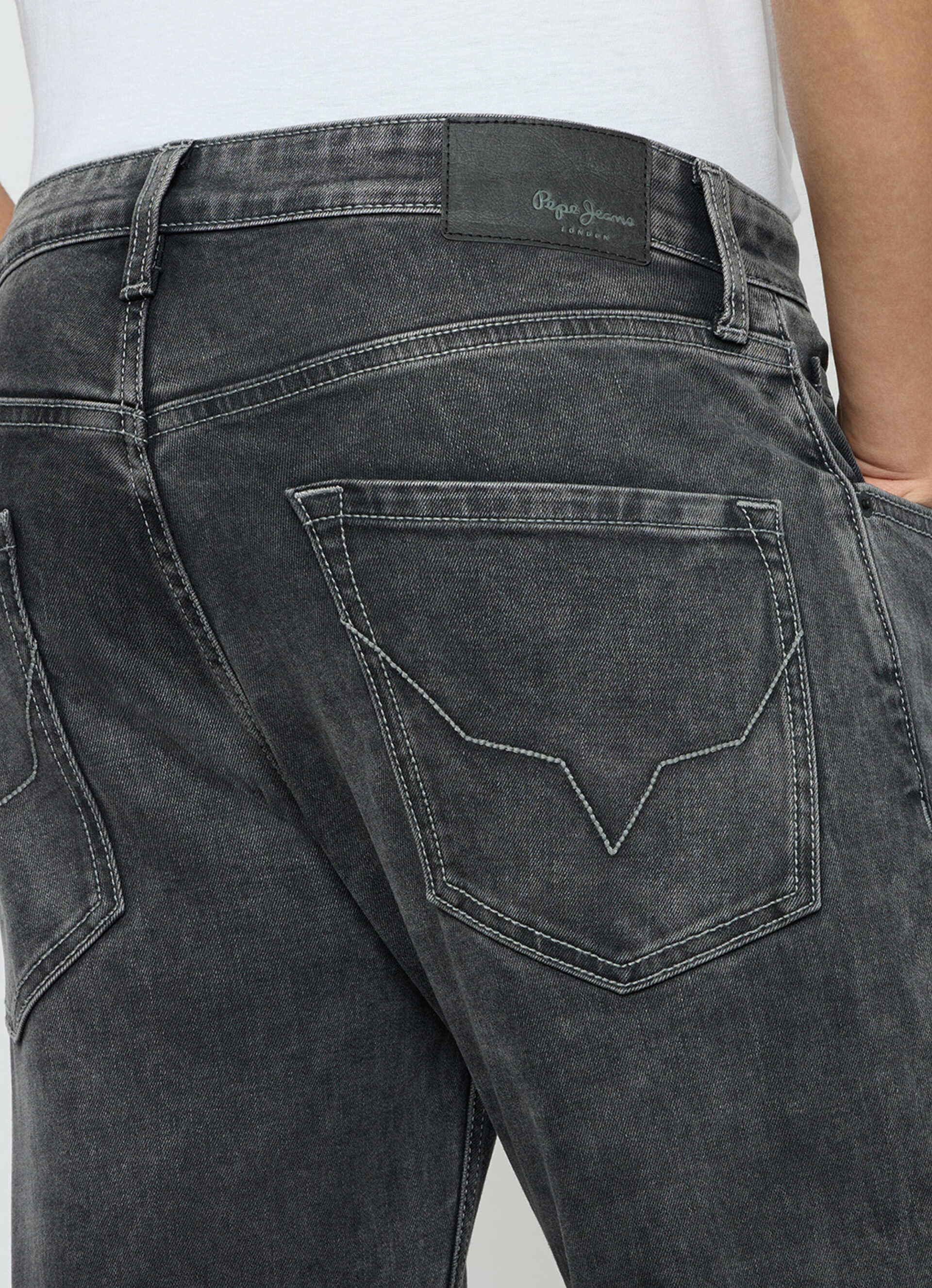 Men Grey Mid Rise Straight Fit Stretchable Jeans, , large image number 9