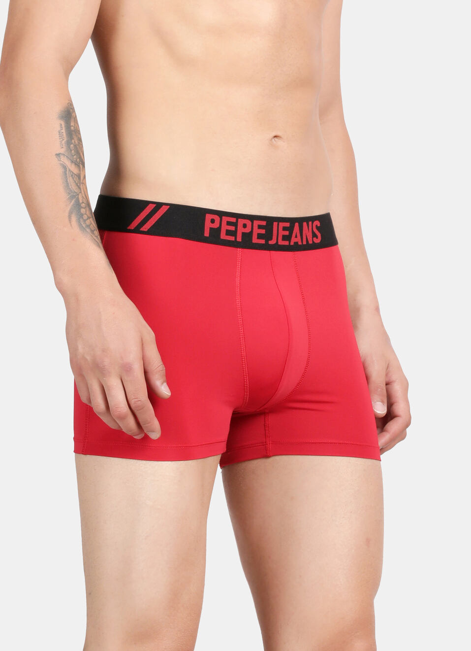 Red 4 Way Stretch Solid Trunks, , large image number 3