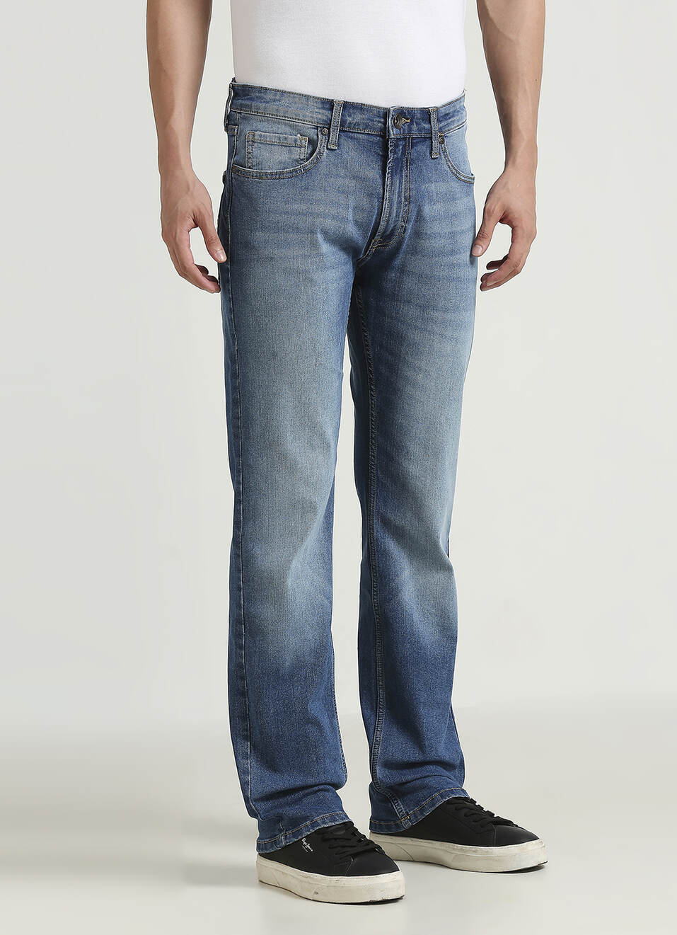 Holborne Light Blue Mid Rise Straight Fit Jeans, , large image number 6