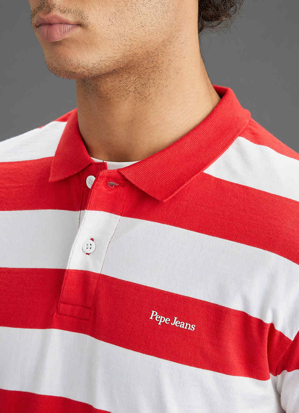 Men Red Regular Fit Short Sleeve Striped Polo, , large image number 1