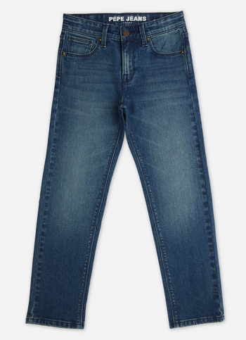 Boys Dark Blue Skater Mid Rise Wide Leg Jeans