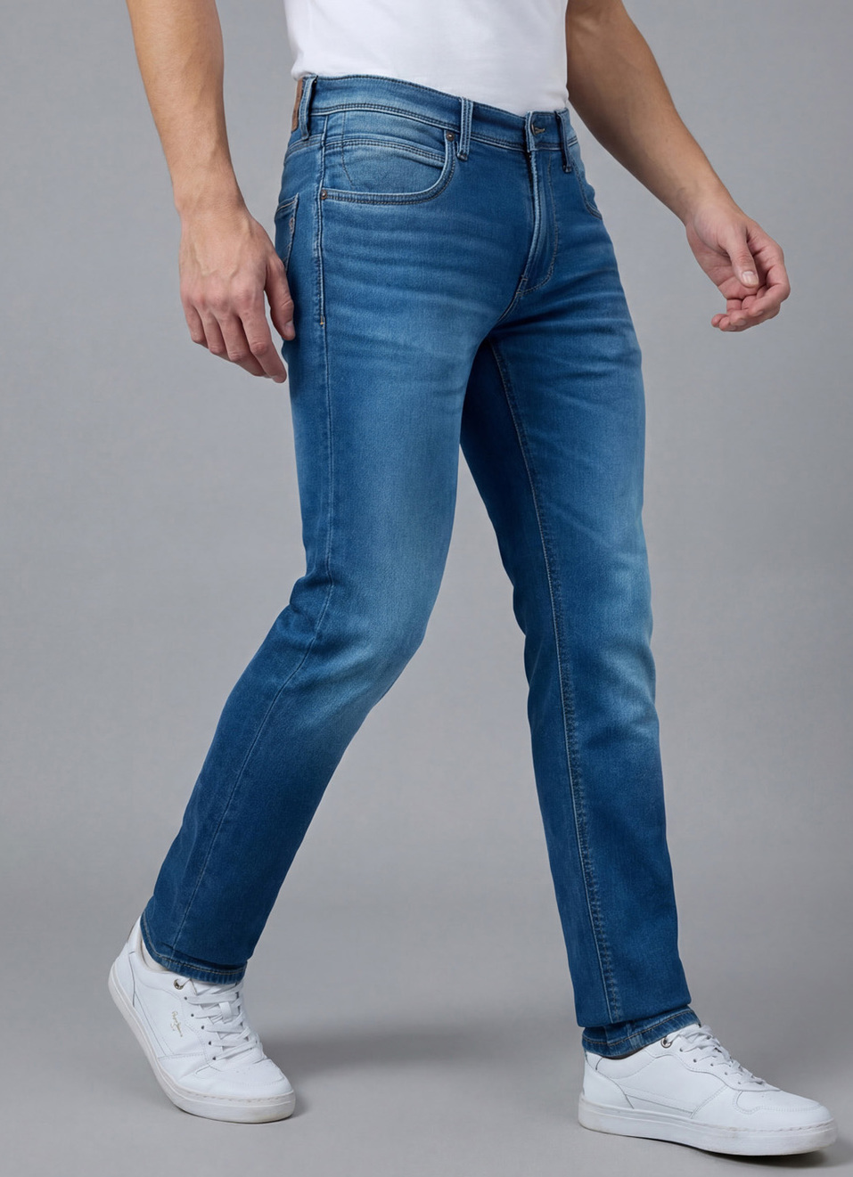 Men Green Mid Rise Slim Gymindigo Jogger Like Jeans, , large image number 0