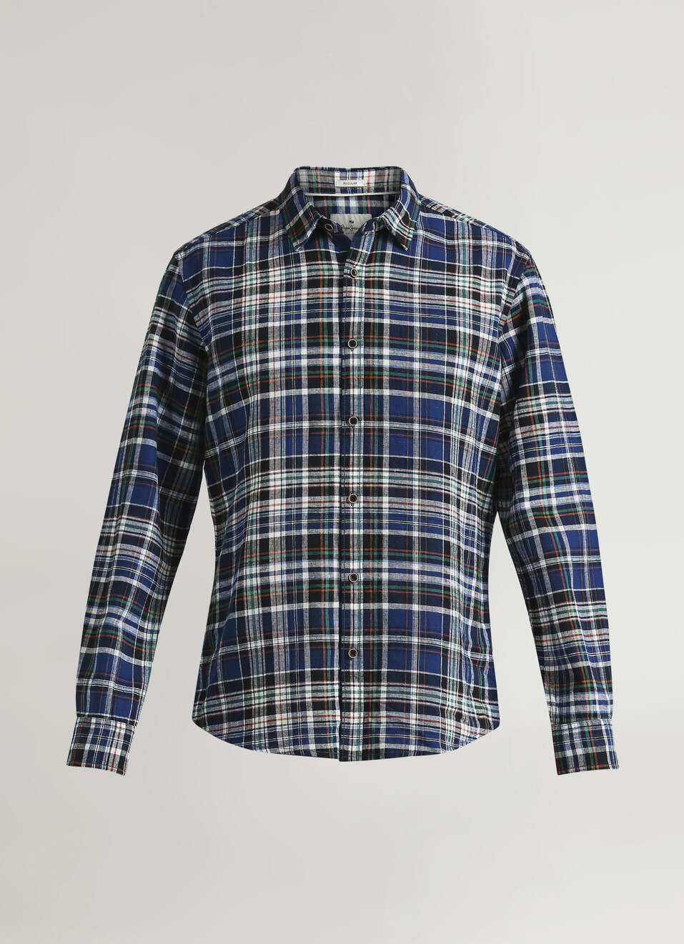 Blue Yarn Dyed Checks Linen Long Sleeve Shirt, , large image number 6