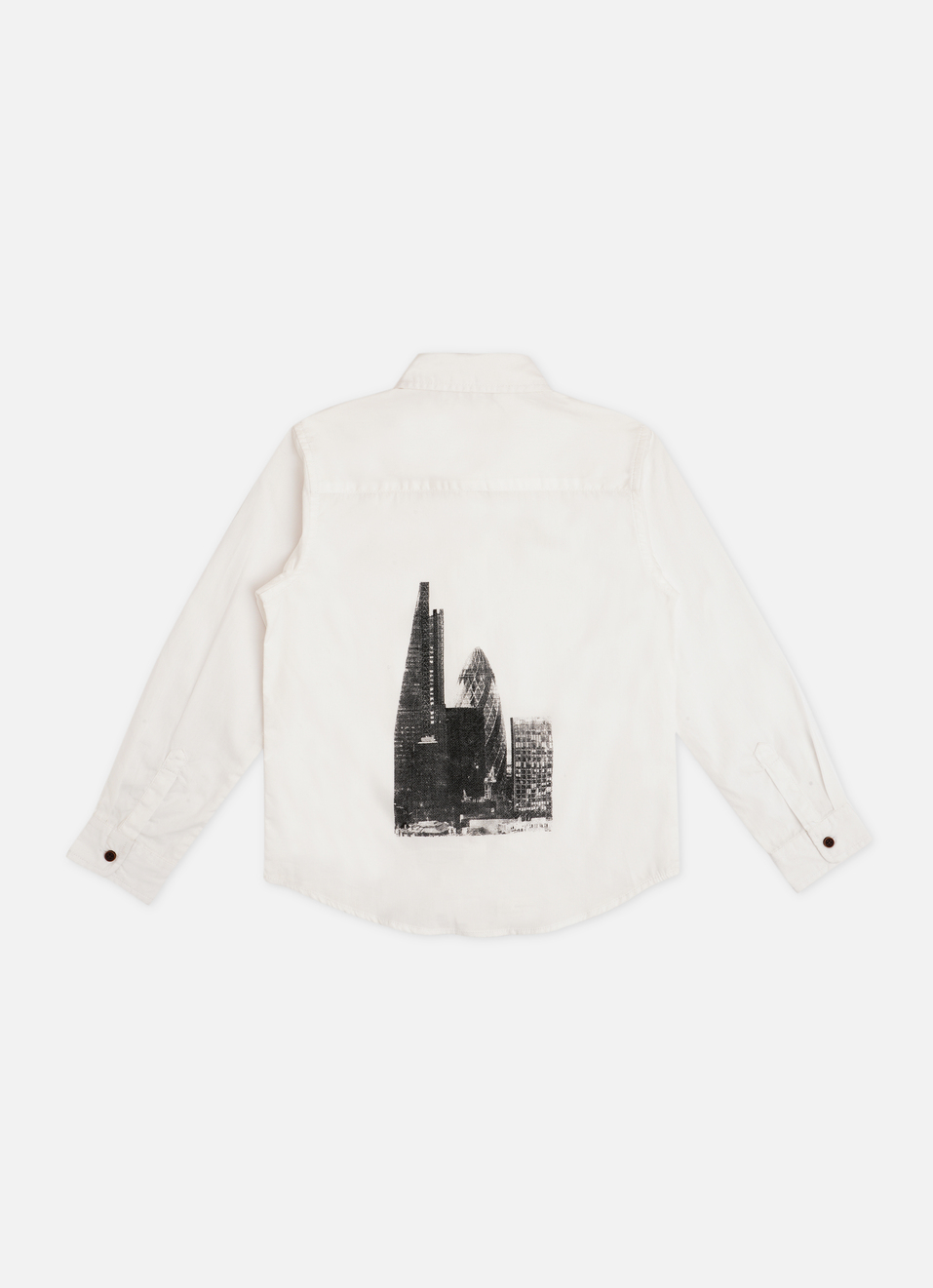 Boys White Back Print Full Sleeve Shirt, , large image number 0
