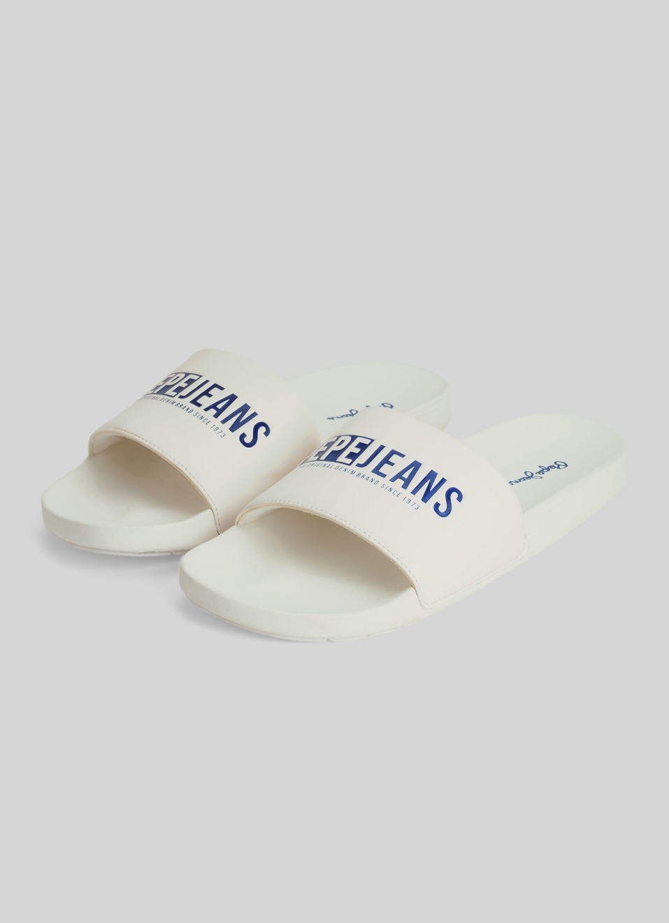 White Logo Printed Anti-skid Beach Slides, , large image number 1