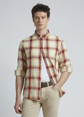 Yellow And Red Checks Full Sleeve Shirt