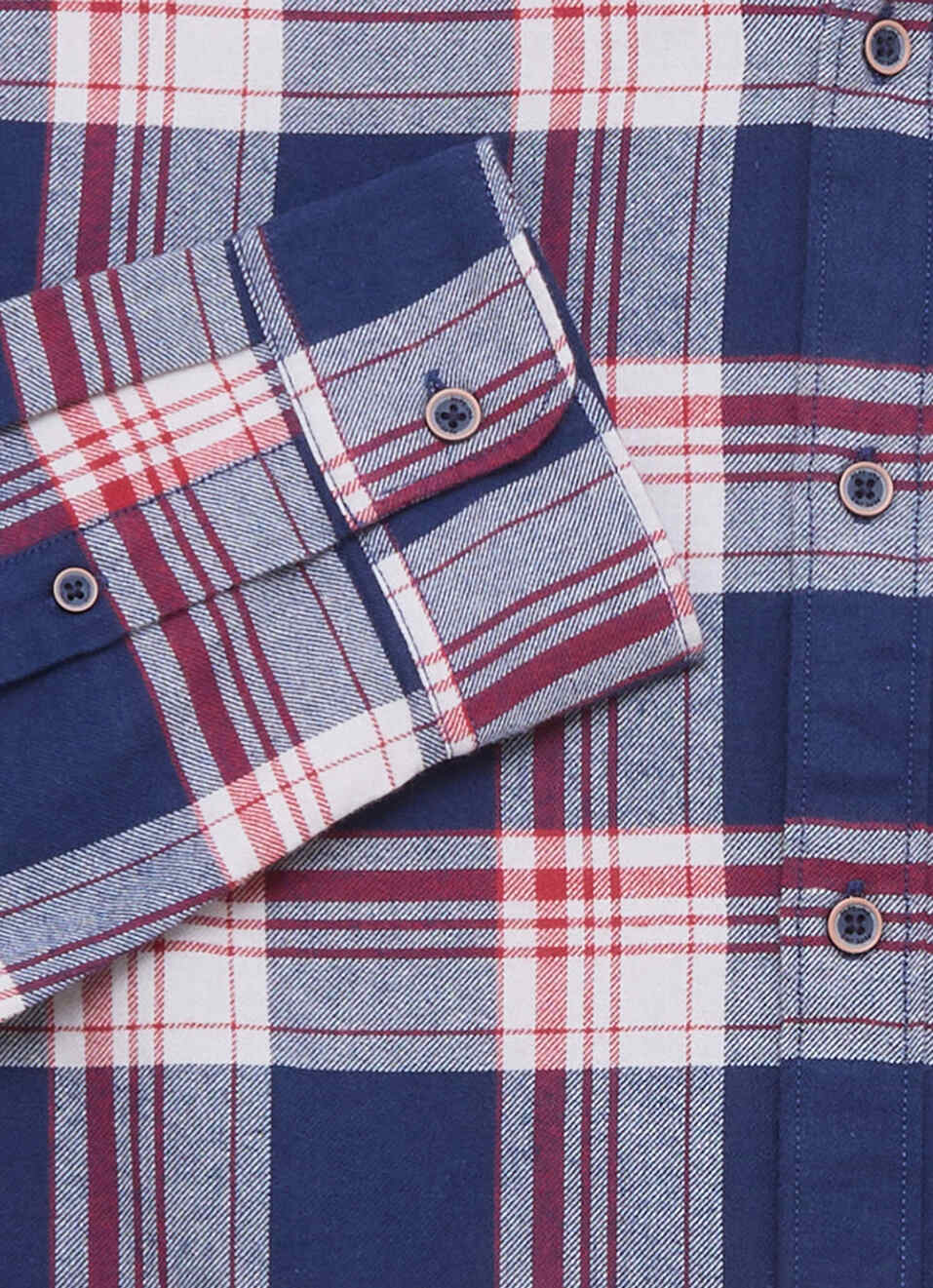 Men Blue Checked Brushed Long Sleeve Shirt, , large image number 7
