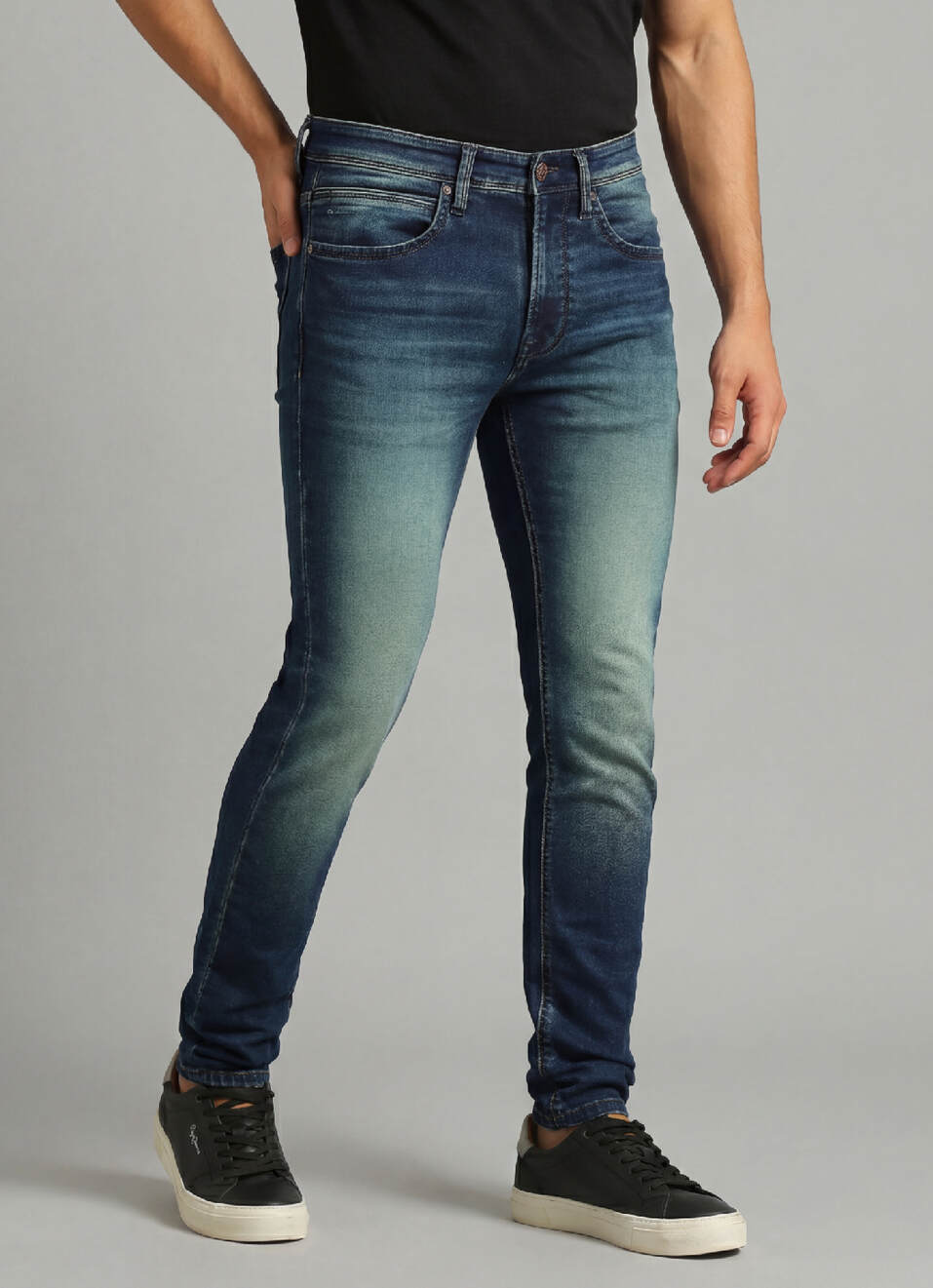 Chinox Dark Blue Mid Rise Skinny Fit Gymindigo Jeans, , large image number 0