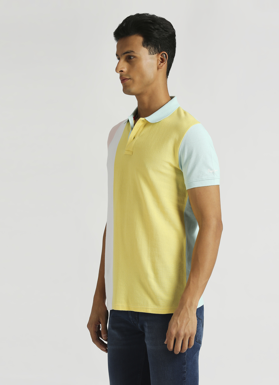 Sea Green Vertical Striper Pique Trendy Short Sleeve Polo, , large image number 3