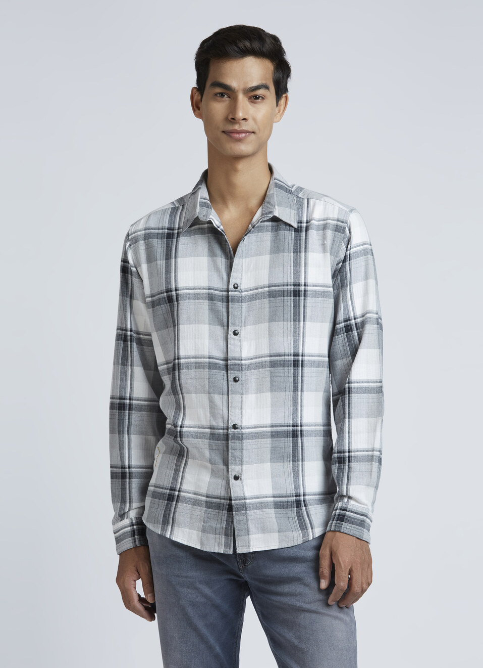 Grey Checks Full Sleeve Shirt, , large image number 1