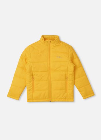 Boys Yellow Back Print Full Sleeve Quilted Jacket