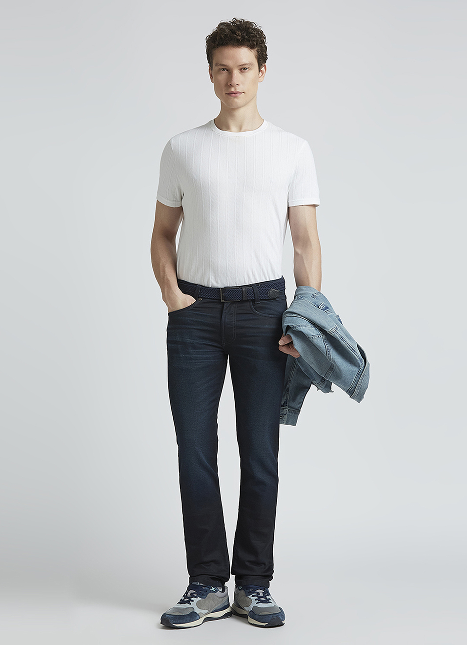 Vapour Blue Mid Rise Slim Heritage Jeans, , large image number 1