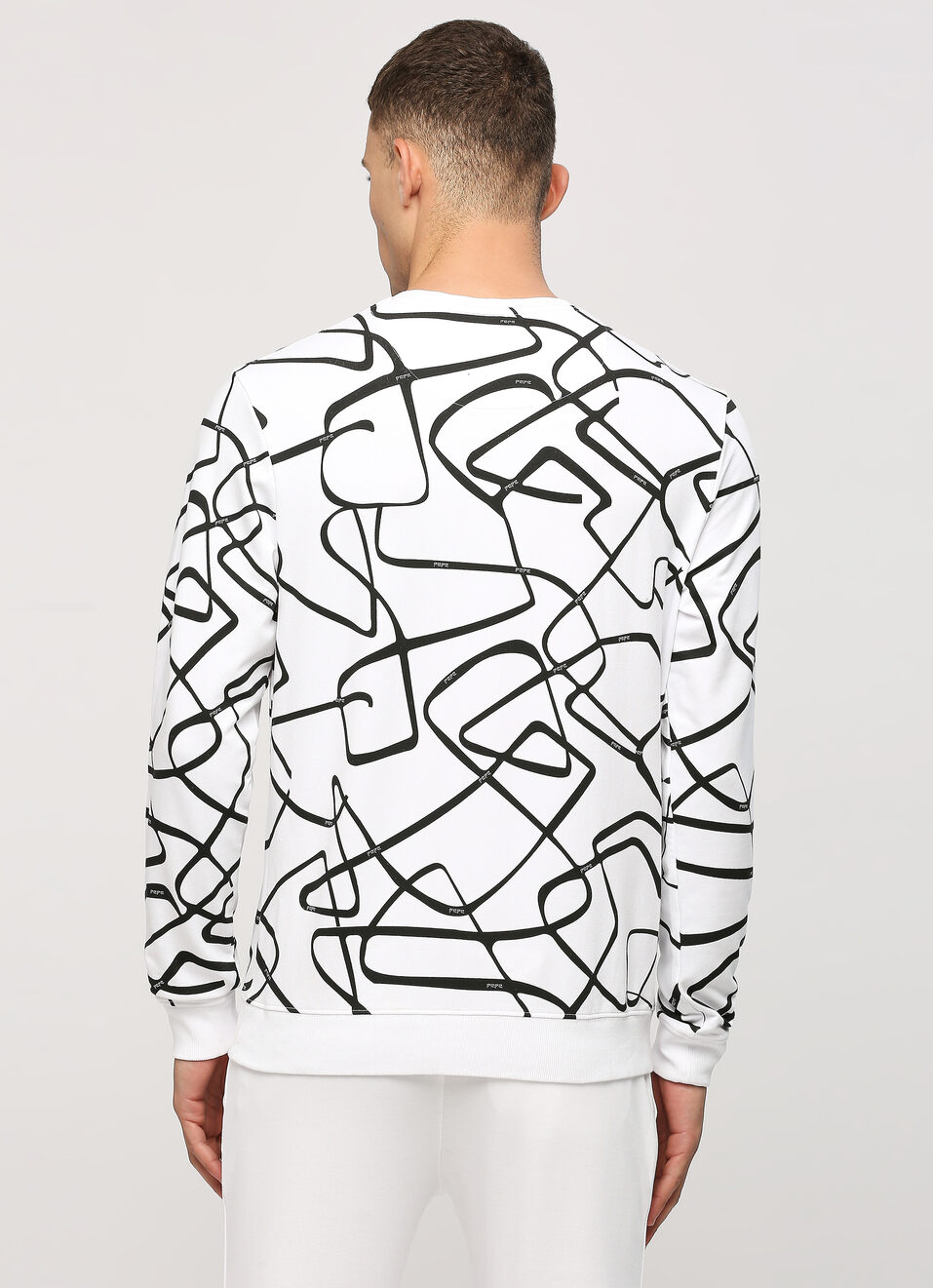 White All Over Printed Long Sleeve Stretch Sweatshirt, , large image number 2