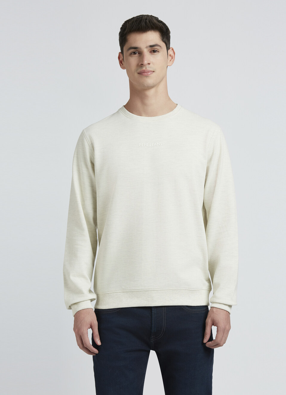 Ecru Full Sleeve Ottoman Sweatshirt, , large image number 1