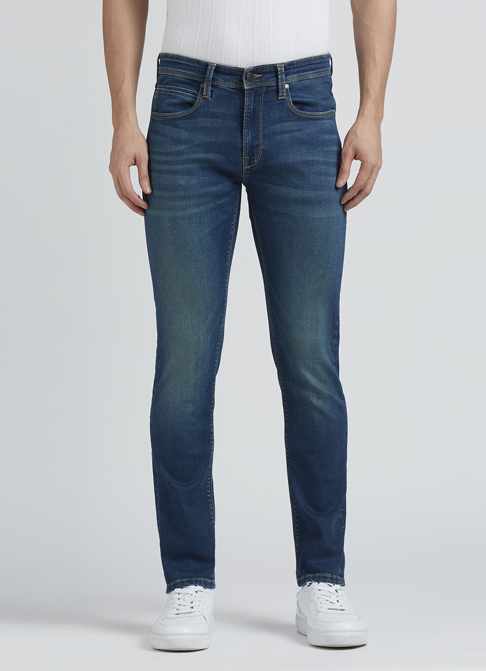 Danial Blue Low Rise Tapered Jeans, , large image number 5