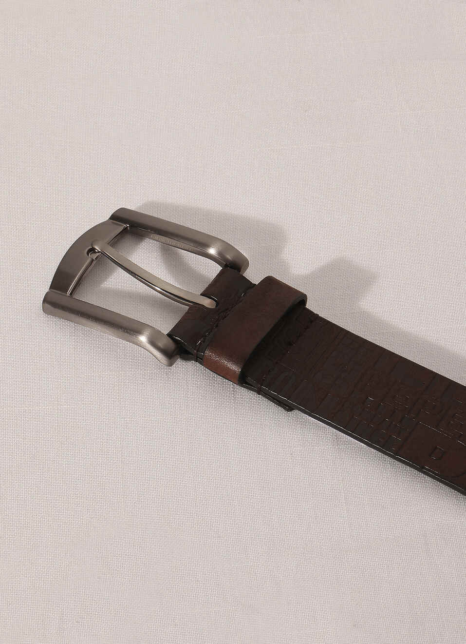 Brown Embossed Leather Belt, , large image number 1