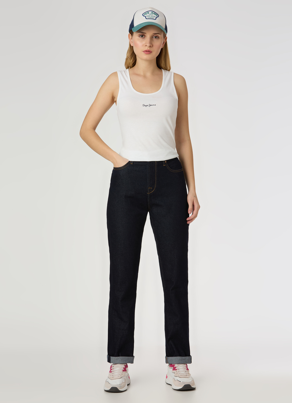 Women Dark Blue High Rise Straight Fit Stretchable Jeans, , large image number 0