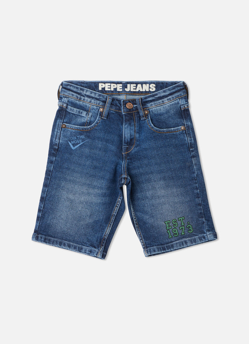Perf Slim Fit Mid Waist Denim Shorts, , large image number 1