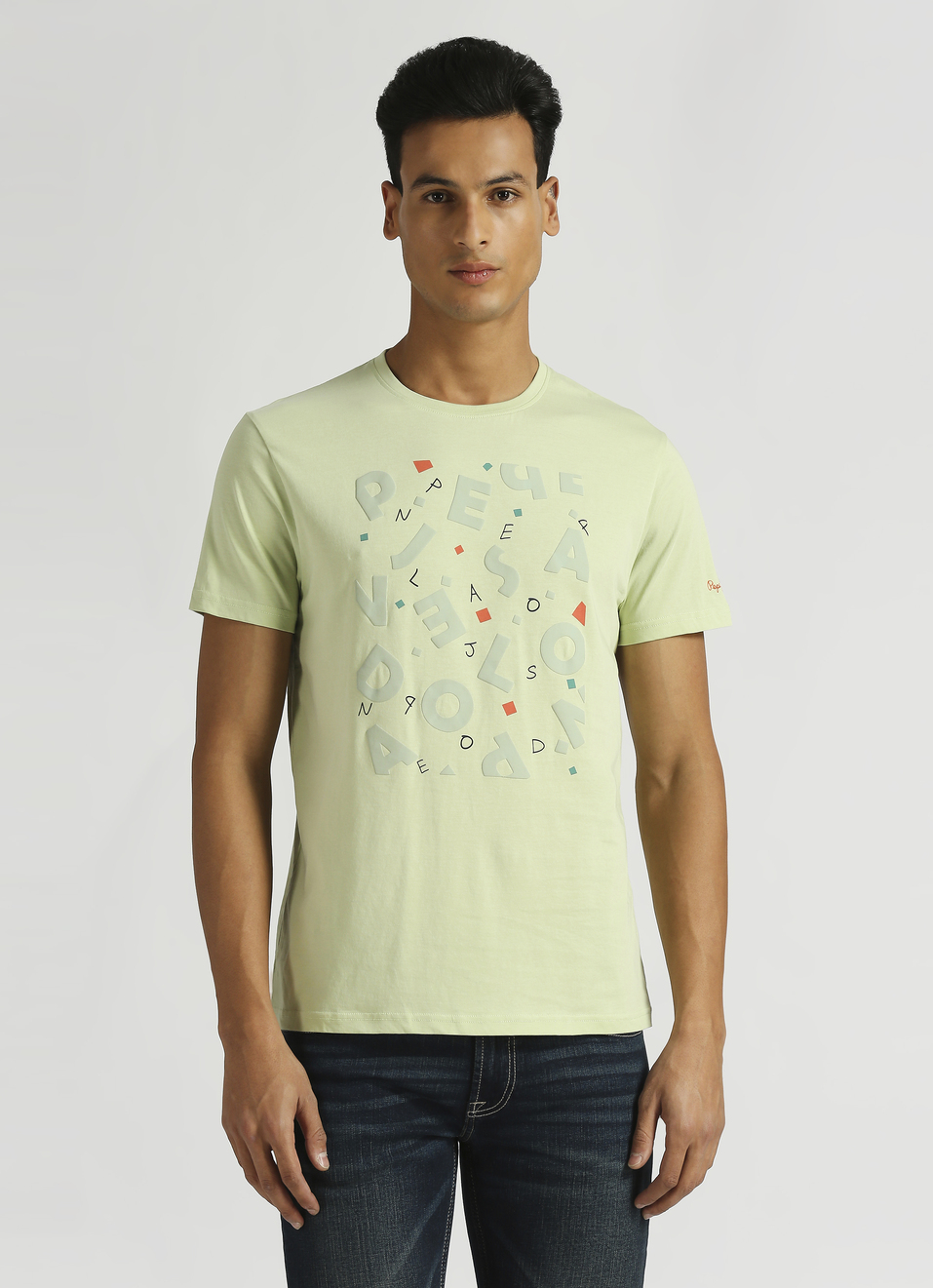 Green Typographic Tonal Puff Print Short Sleeve T-shirt, , large image number 1