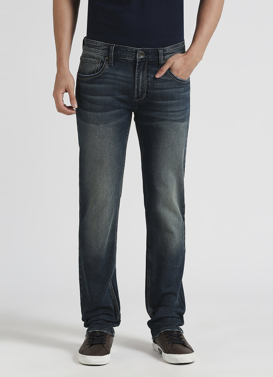 Vapour Dark Blue Mid Rise Slim Fit Jeans, , large image number 2