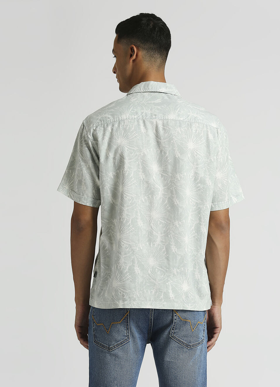 Mint Botanical Print Resort Collar Short Sleeve Shirt, , large image number 2
