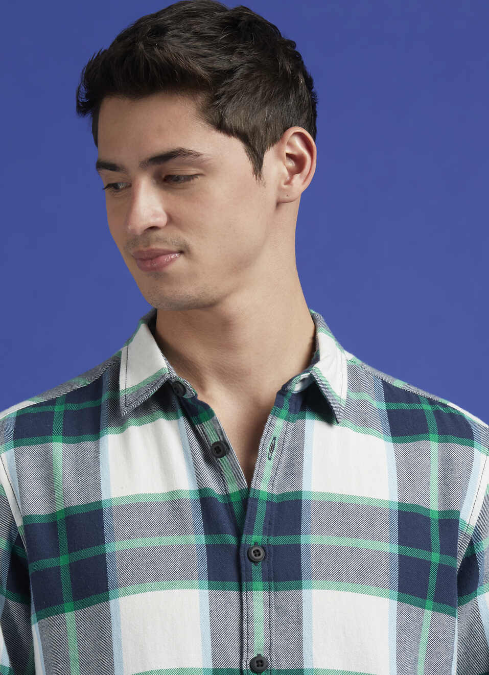 Blue Check Full Sleeve Oversized Shirt, , large image number 4
