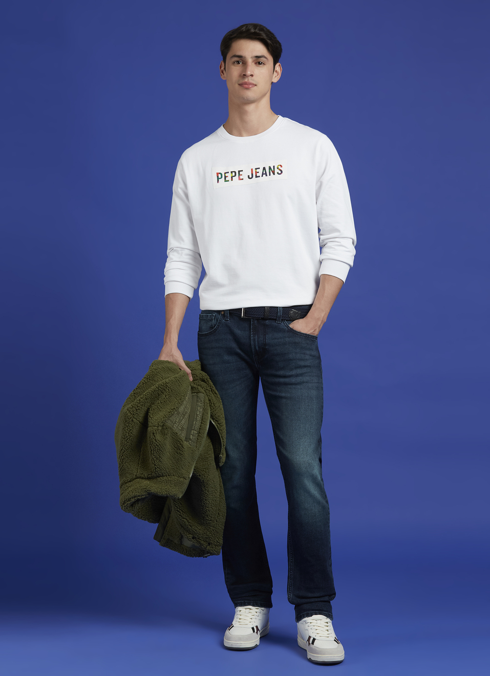 White Crew Neck Full Sleeve Sweatshirt, , large image number 5