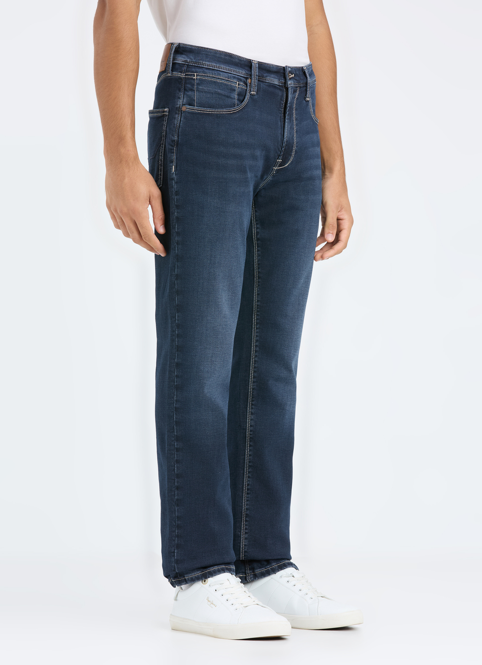 Men Blue Mid Rise Straight Fit Jeans, , large image number 0