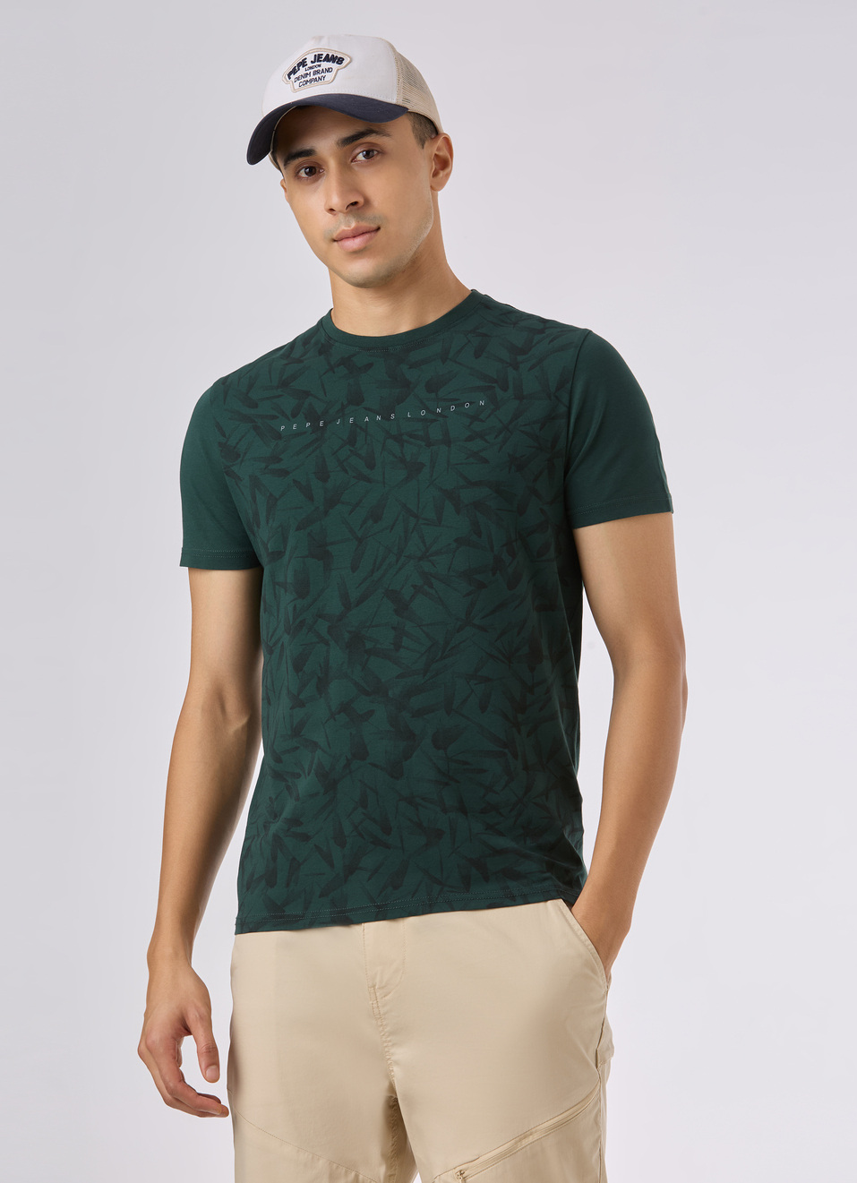 Men Green Abstract Print Short Sleeve  T-shirt, , large image number 0