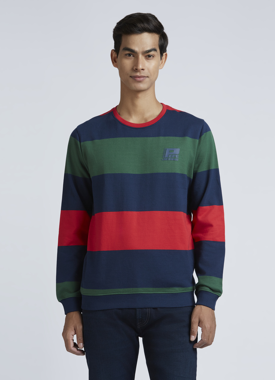 Navy Stripes Full Sleeve Sweatshirt, , large image number 1