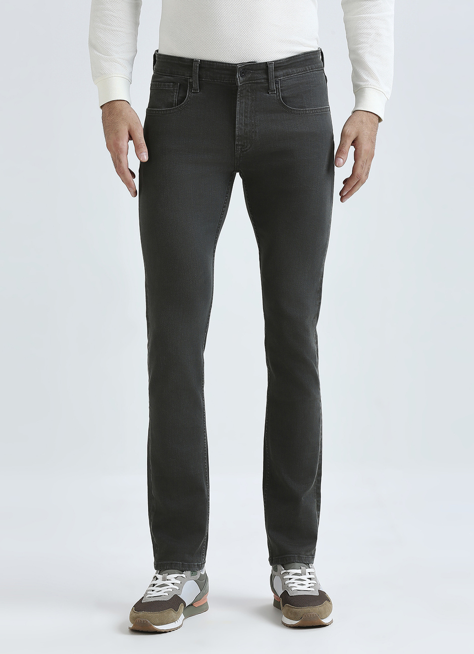 Vapour Green Mid Waist Jeans, , large image number 6
