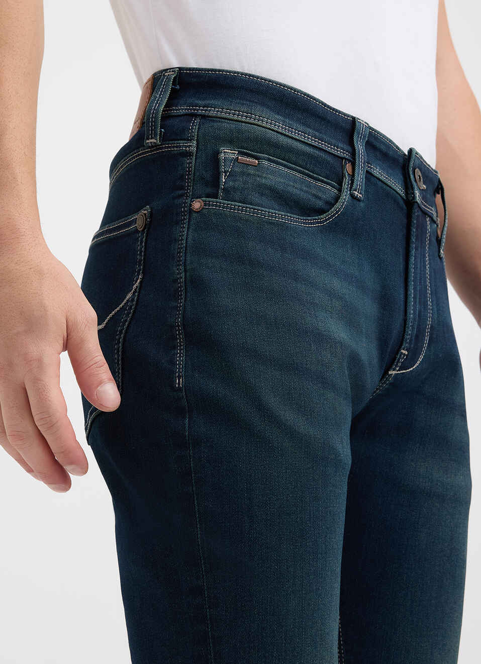 Men Blue Mid Rise Skinny Ankle Length Powerflex Extra Stretchable Jeans, , large image number 4