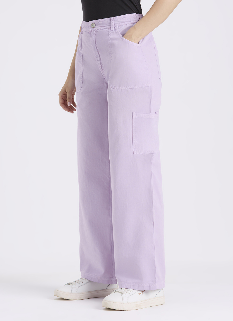 Women Purple Mid Rise Cargo Pants, , large image number 3