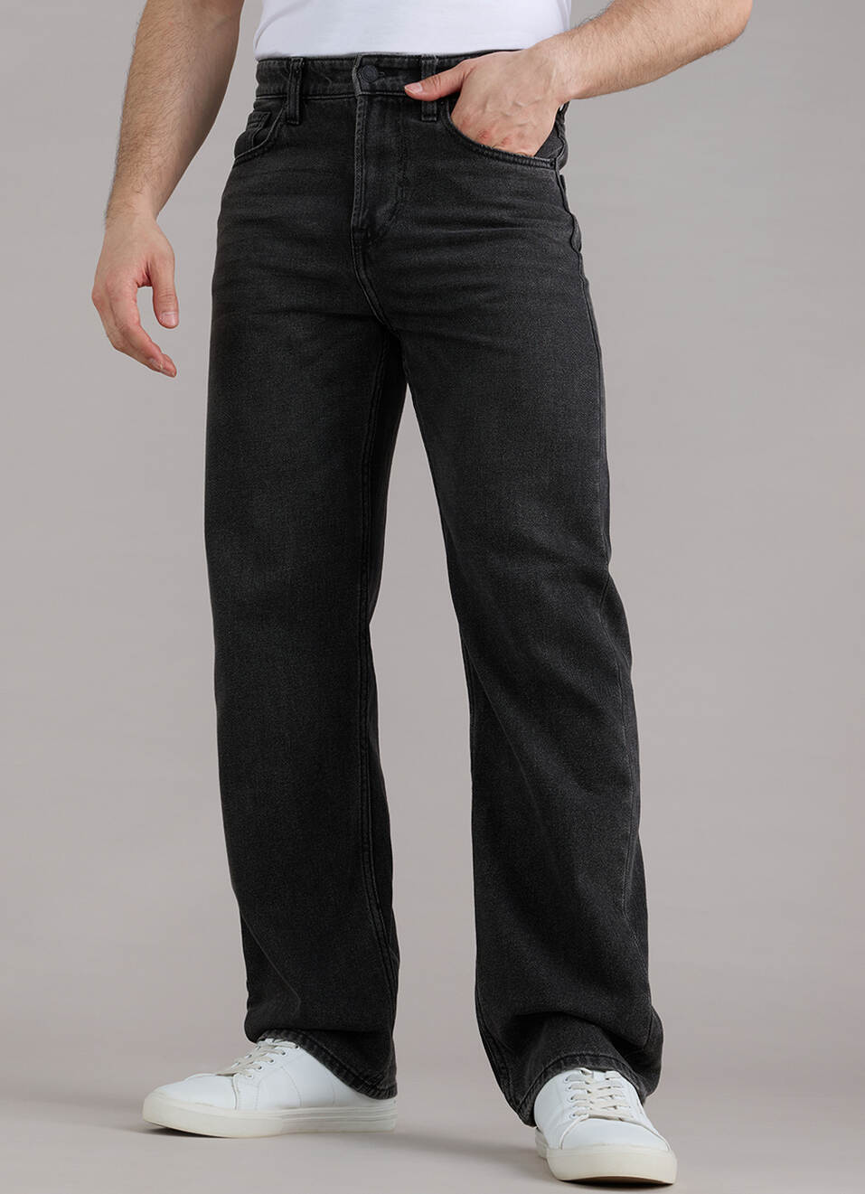 Men Grey Straight Fit Mid Rise Jeans, , large image number 2
