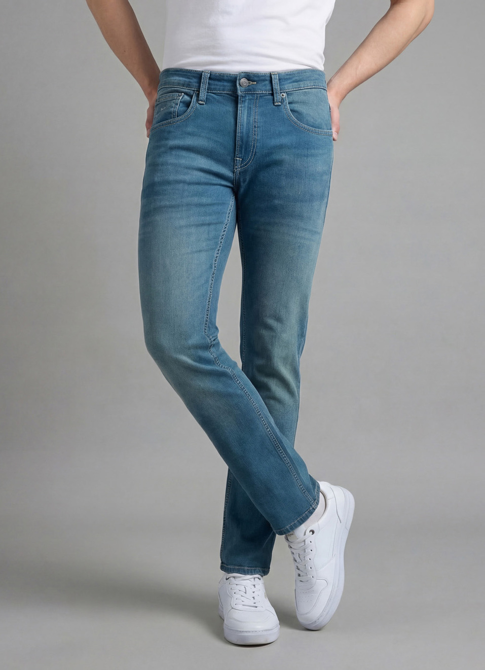 Men Blue Slim Fit Mid Rise Jeans , , large image number 0