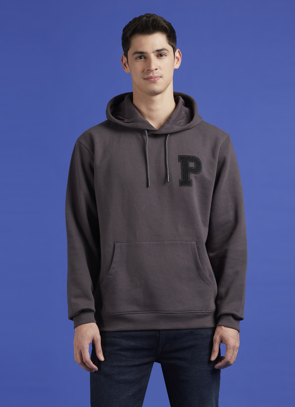 Grey Back Print Full Sleeve Oversized Sweatshirt, , large image number 1